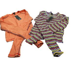Lot of 2 Shirts Wild Fable Women's Large Long Sleeve Tee Shirts Peach Multicolor